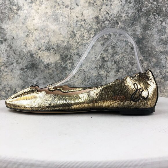 Sam Edelman NWOT Women's Size 8M Augusta Gold Leather Slip On Ballet Flats - Picture 5 of 12